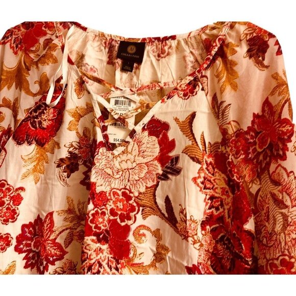 JM Collection Design Womens Blouse Neo Colorful Size Large Sku 2353 - Picture 2 of 15